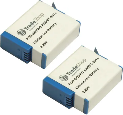 Produktbild von 2x Trade-Shop Li-Ion Akku 3,85V 1900mAh für GoPro Hero 12 Black AHDBT-901+ SPBL1B CHDFB-111 CHDHX-101 CHDHX-901