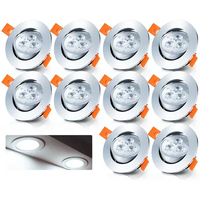 Image de Fiqops 10 spots LED encastrables Set de plafonniers encastrables Spot de plafond 245LM Spot blanc froid 3W