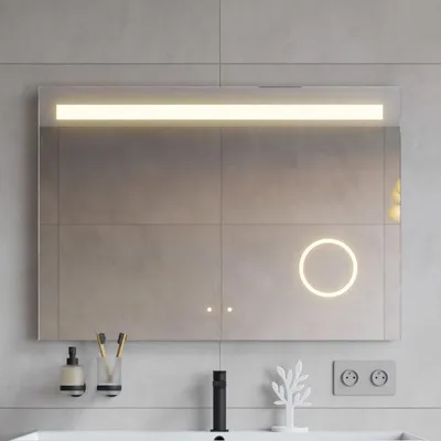 Zdjęcie produktu dla Lustro ścienne LED Mia do łazienki, 100 x 70 cm, z funkcją podgrzewania lustra i eleganckim oświetleniem