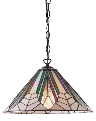 Obrázek produktu pro Geometrické závěsné svítidlo ASTORIA, hnědé, 1xE27x40W, sklo, rozměry: 143x40x40 cm, IP20, Tiffany