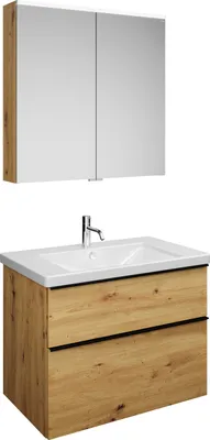 Produktbild von burgbad Eqio Set, bestehend aus Spiegelschrank, Keramik-Waschtisch und Waschtischunterschrank, Breite 830mm, SFAN083F5662C0001G0252