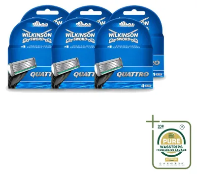 Produktbild von 6 x Wilkinson Quattro Ersatzklingen mit Präzisionstrimmer - Vorratspackung - 6 Stücke