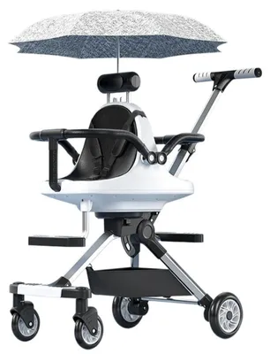 Produktbild von Doppelsitzer Kinderwagen mit Aluminiumrahmen, klappbar, höhenverstellbarer Schiebegriff, abnehmbares Sonnendach, 360°-Lenkrollen