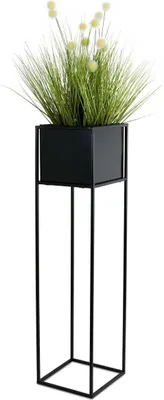 Immagine prodotto di Portafiori, aiuola in piedi, moderno, metallo, mansardato, nero 90 cm