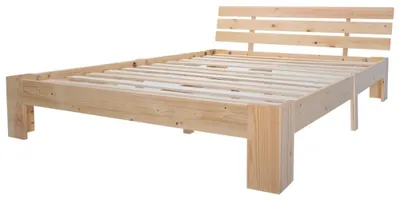 Productafbeelding van Massief Houten Tweepersoonsbed - Houten Bed - Slaapbank - Bedframe - Slaapmeubel - Massief Dennenhout