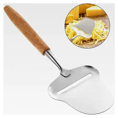 Produktbild von Tragbarer Butterschneider und manueller Käsehobel mit Holzgriff aus Edelstahl für Blockkäse, Schinkenhobel, Torten, Pizzen und Schokoladenmelone, geeignet für Weich- und Hartkäse