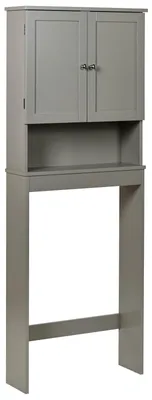 Produktbild von BELIANI Waschmaschinenumbauschrank Grau MDF mit Türen Klassisches Design Waschmaschinenüberbau Waschmaschinenschrank Trocknerschrank WC-Überbauschrank