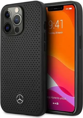 Produktbild von Mercedes MEHCP14LDELBK iPhone 14 Pro 6,1" schwarz/schwarzes Hardcase Leder perforiert