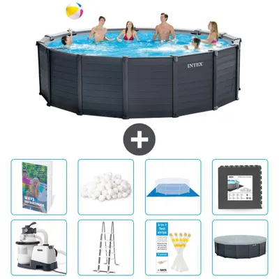 Produktbild von Graphite Panel Pool Rund - 478x124 cm - 9-teilig  S553