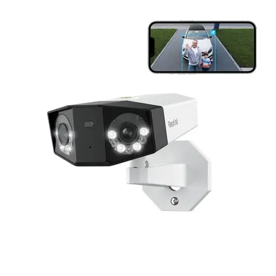 Immagine prodotto di Telecamera di sorveglianza Reolink 4K 8MP PoE, panoramica a 180°, doppio obiettivo, visione notturna a colori, spot, rilevamento persone/veicoli/animali, audio a 2 vie, IP67