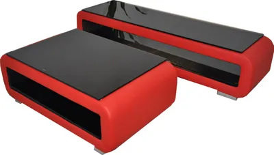 Produktbild von Designer Couchtisch Polster Leder Glas Moderner Tisch CT9010 + RTV TS1010 +USB