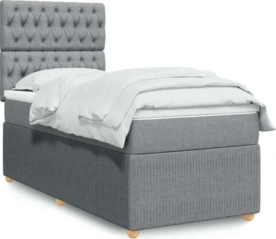 Produktbild von "2026 Promotion" Boxspringbett mit Matratze - Hellgrau 90x200 cm - Stoff - Polsterbett CC15330