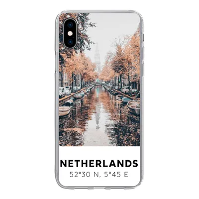 Produktbild von MuchoWow® Handyhülle Schutzhülle Hülle für iPhone Xs Niederlande - Amsterdam - Gracht - Herbst Silikon Softcase Handy Hülle - Handytasche