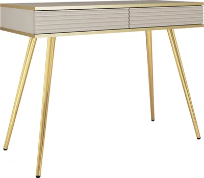 Immagine prodotto di Comodino beige glamour con gambe dorate, 102 x 80 x 50