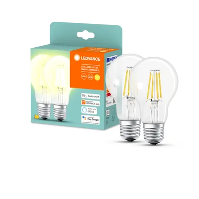 Produktbild von LEDVANCE AC32941 E27 6W 2PACK LED-Lampe, Birnenform, Sockel E27, 6 Watt, Warmweiß, 2700 K,  dimmbar, Amazon Alexa / Apple HomeKit / Google Home,6kWh/1000h