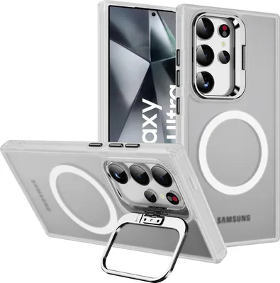A clear product shot of a phone case with a phone inside, shown from multiple angles.