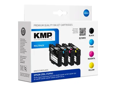 Obrázek produktu pro KMP MULTIPACK E218VX - 4 balení - vysoká výtěžnost - černá, žlutá, azurová, purpurová - kompatibilní - inkoustová kazeta (alternativa k: Epson 29XL, Epson T2991, Epson T2992, Epson T2993, Epson T2994)