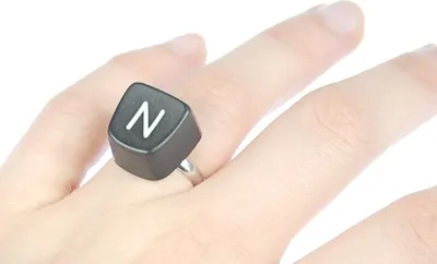 Produktbild von Buchstaben Ring B Vintage Schreibmaschinentaste Miniblings Unikat eckig B