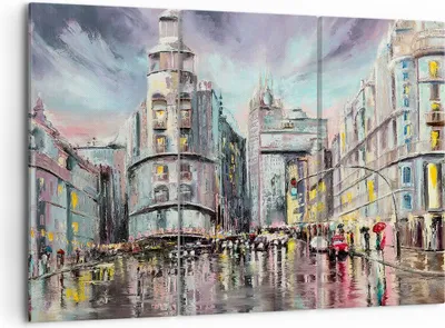 Produktbild von Bild auf Leinwand - Leinwandbild - Stadt Straße Haus - 105x70cm - Wand Bild - Wanddeko - Wandbilder - Leinwanddruck - Bilder - Kunstdruck - Wanddekoration - Leinwand bilder - Wandkunst - CE105x70-3440