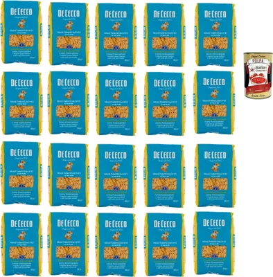 Produktbild von De Cecco Mezzi Tubetti Lisci N°63, 100% Italienisch Pasta Nudeln 20x 500g + Italian Gourmet Polpa 400g