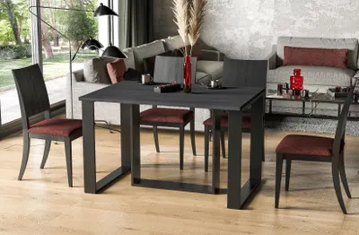 Produktbild von Endo-Möbel Esstisch ausziehbar Borys 130cm - 210cm Kufengestell Kufen Metall Kulissentisch (Beton Dunkel)