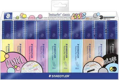Zdjęcie produktu dla Staedtler 364 C, 10 szt., Czarny, Brązowy, Jasny Niebieski, Jasny Szary, Limonka, Mięta, Brzoskwiniowy, Różowy,..., Końcówka ścięta, Polipropylen (PP), 1 mm, 5 mm
