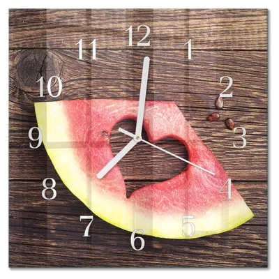 Produktbild von Tulup Glasuhr Wanduhr Küchenuhr Echt-Glas 30x30 cm Modern Dekorativ Geräuschlos Weiße Zeiger - Wassermelone