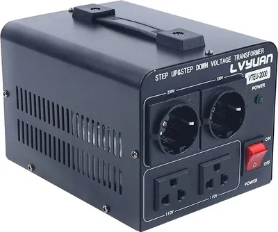 Obrázek produktu pro Napěťový transformátor, výkon 2000 W, duální vstupní/výstupní napětí, černý