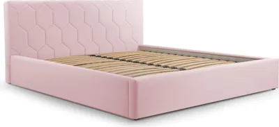 Produktbild von Polsterbett, Doppelbett mit Gepolsterter Kopfteil, Bett mit Kopfstütze, Bettkasten und Lattenrost, Rahmenbettgestell, Samststoff, Stauraumbett - Bett 02 - 180x200 - Flamingo (TRINITY 19)