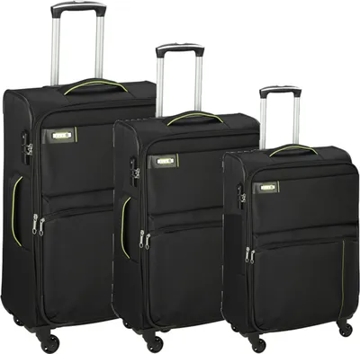 Produktbild von Leichter Koffer, 3-teiliges Trolley Set für Reise auf Räder Schwarz Bowatex