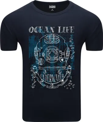 Produktbild von Diarbo Herren T-Shirt mit Meeresdruck Leben im Ozean Dunkelblau Gr.XXL