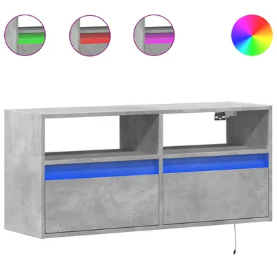 Obrázok produktu pre vidaXL TV nástenná skrinka s LED osvetlením betónová sivá 100x31x45 cm