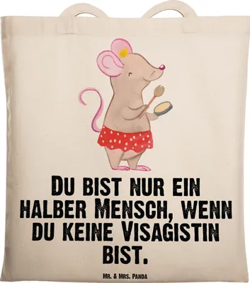 Produktbild von Mr. & Mrs. Panda Shopping Tasche Visagistin Herz - Transparent - Geschenk, Schultasche, Tote Bag, Witzig, Spruch, Jutebeutel, Make Up Artist, Kosmetikerin, Beauty Salon