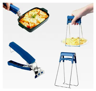 Produktbild von Retriever Zange und Retriever Zange Clip, 2-teiliges Edelstahl Tellergreifer Set, Anti-Hot Dish Gripper, rutschfester Griff zum Greifen von Gegenständen aus Dampfgarern, Heißluftfritteusen oder Backöfen