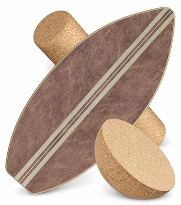 Imagen del producto de Tabla de equilibrio de madera 3 en 1, con rodillo de corcho y media esfera de corcho, superficie antideslizante, ideal para fitness y