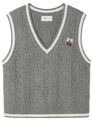 Produktbild von SPRINGFIELD Strickweste mit Kirsch-Stickerei, Grau, XS für Damen