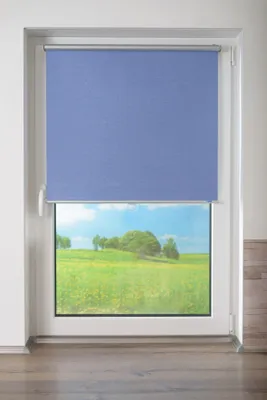 Springrollo mit Zugband, Strukturstoff Jeans, 90x200 cm