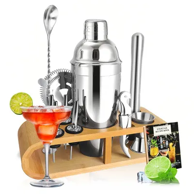 Produktbild von 12 tlg Cocktail Shaker Bar Set 750ml Cocktailset Edelstahl Barkeeper Shaker