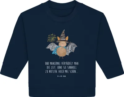 Produktbild von Mr. & Mrs. Panda Organic Baby Pullover Fledermaus Zauberer 24. - 36. Monat - French Navy - Geschenk, Frauen, Lustige Sprüche, Bullover, Magier, Reinsteigern, Fledermäuse