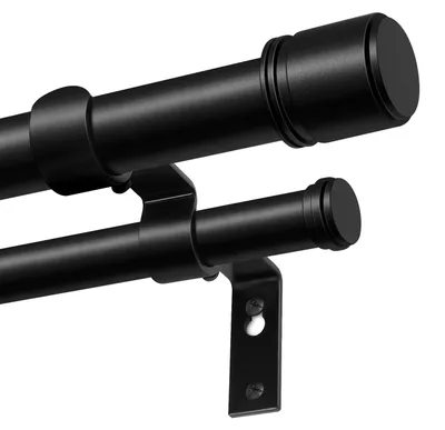 Obrázok produktu pre Dvojitá záclonová tyč čierna 90-182 cm nastaviteľná