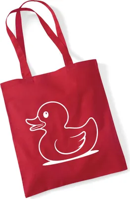 Produktbild von Huuraa Jutebeutel Gummiente Silhouette 10 Liter Classic Red Baumwolle Tasche Geschenkidee