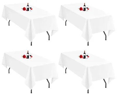 Productafbeelding van Set van 4 witte tafelkleden, 153 x 320 cm, geschikt voor feestelijke gelegenheden