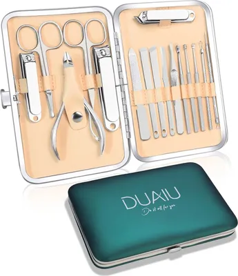 Produktbild von Professionelles Nagelknipper Maniküre Set 16-teilig - Edelstahl Pediküre Kit für Männer und Frauen mit Reisetasche