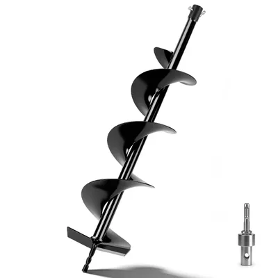 Produktbild von L80cm Erdbohrer Pfahlbohrer mit SDS-Plus, Ø15cm Manganstahl Erdlochbohrer, 0,6–2,6m Erdungsstab, Bodenschnecke für Bohren Tiefgraben Fundamente