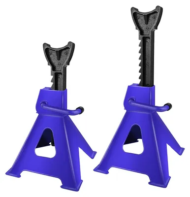 Image de Supports de levage pour automobile - 2 x 3 tonnes - Supports de sécurité réglables en hauteur - Construction en acier robuste - Pour l'entretien des véhicules