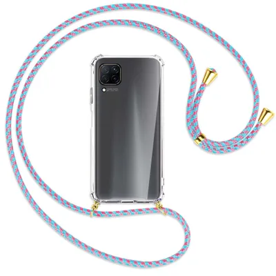 Produktbild von Handykette Backcover-Schutzhülle mit Band (Metall goldfarben) für Huawei P40 lite - pink/mint