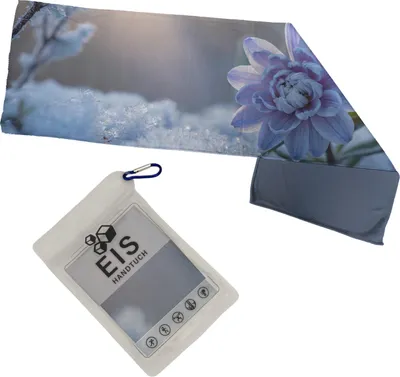 Produktbild von Pastellblaue Blume Eishandtuch mit Eiskristallen