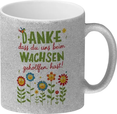 Produktbild von Danke dass du uns beim Wachsen geholfen hast! Glitzer-Kaffeebecher