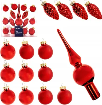 Produktbild von Set aus 15 Christbaumschmuck Glas Rot
