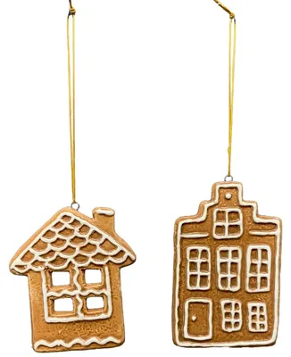 Produktbild von Mini Lebkuchenhäuser Weihnachtsanhänger im 2er Set, Dolomit